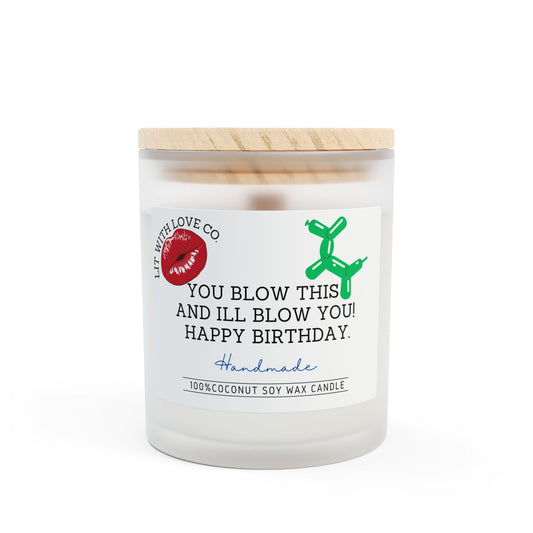 Blow You HBD - Frosted Glass Candle, 11oz