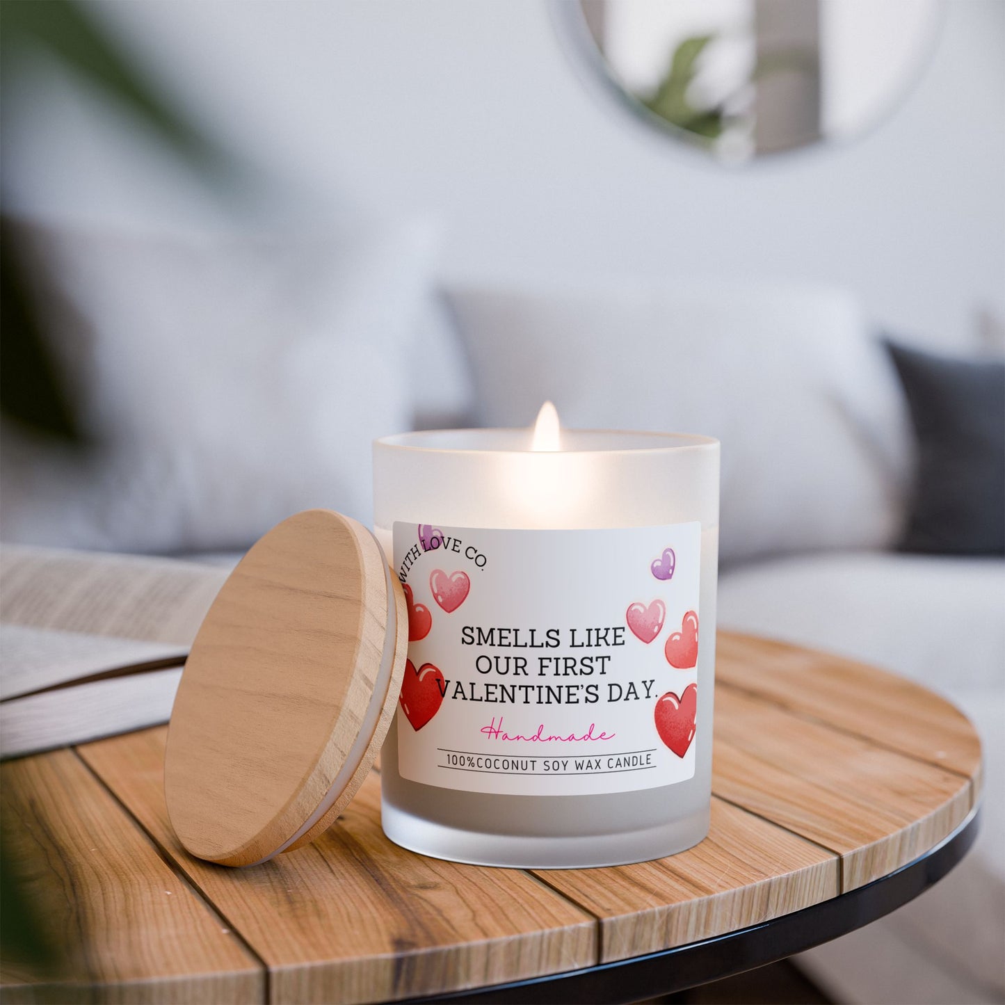 First Valentine's - Frosted Glass Candle, 11oz