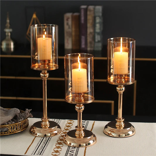 Golden Glass Candle Holder