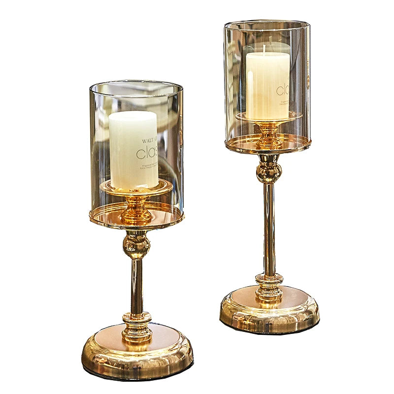 Golden Glass Candle Holder