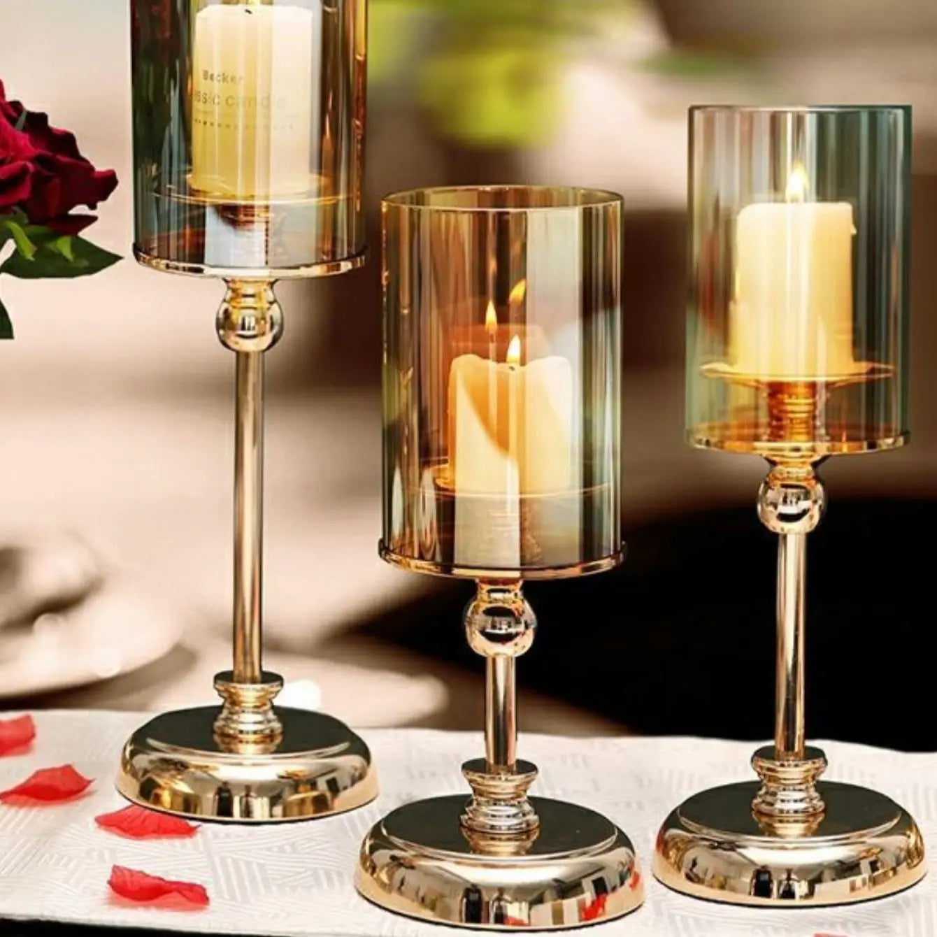 Golden Glass Candle Holder